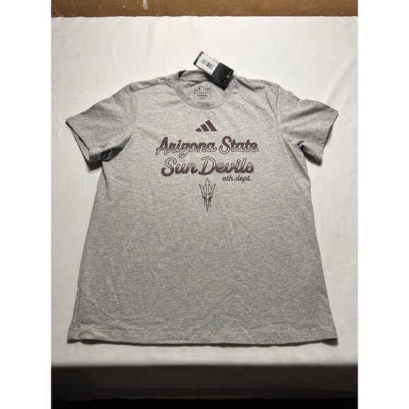 Arizona State Sun Devils Adidas Short Sleeve Shirt Grey Womens Medium NWT New - Picture 1 of 8